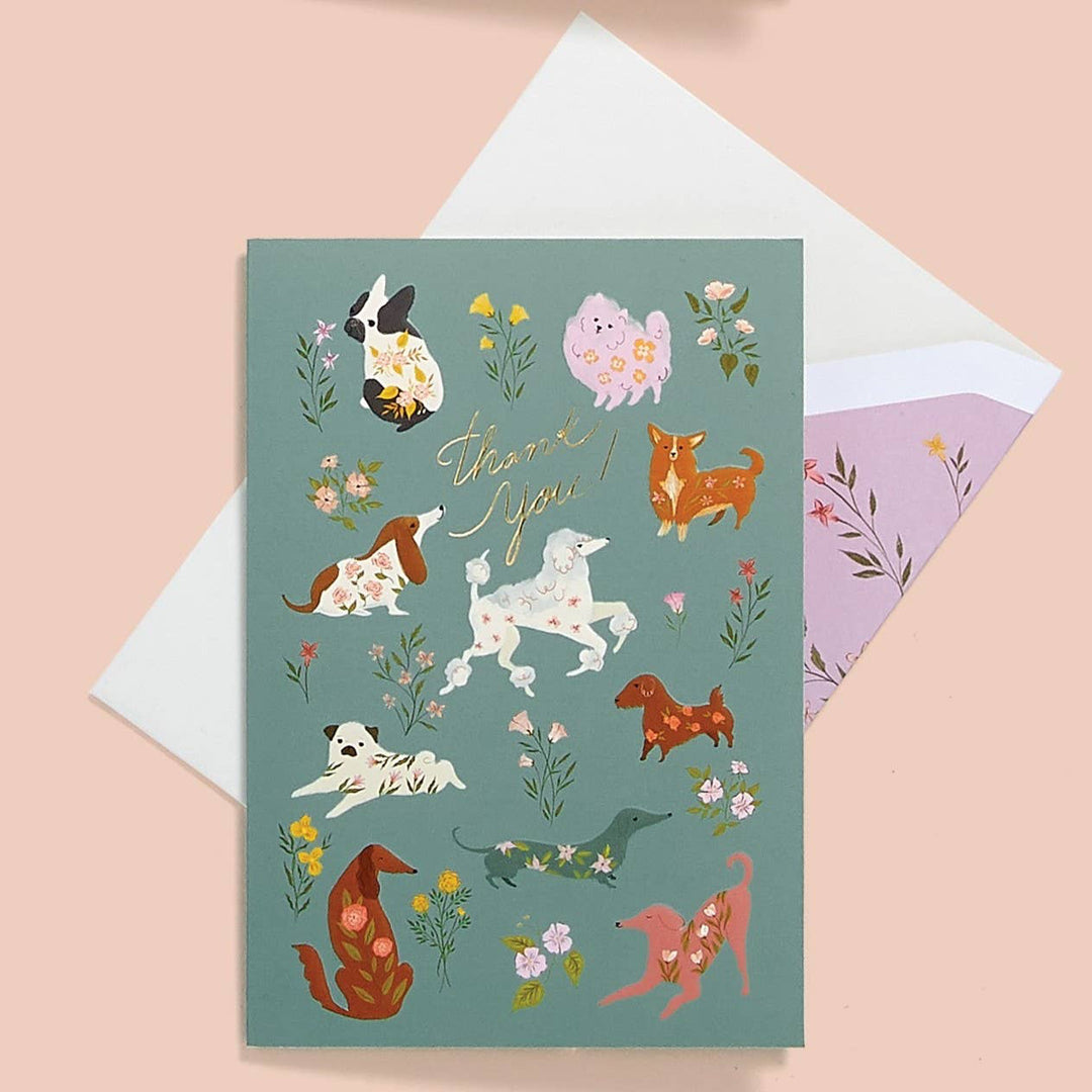 Dogs & Flowers Boxed Thank You Note Cards (Set of 12)