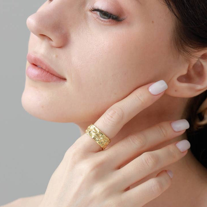 Textured Gold Open Ring