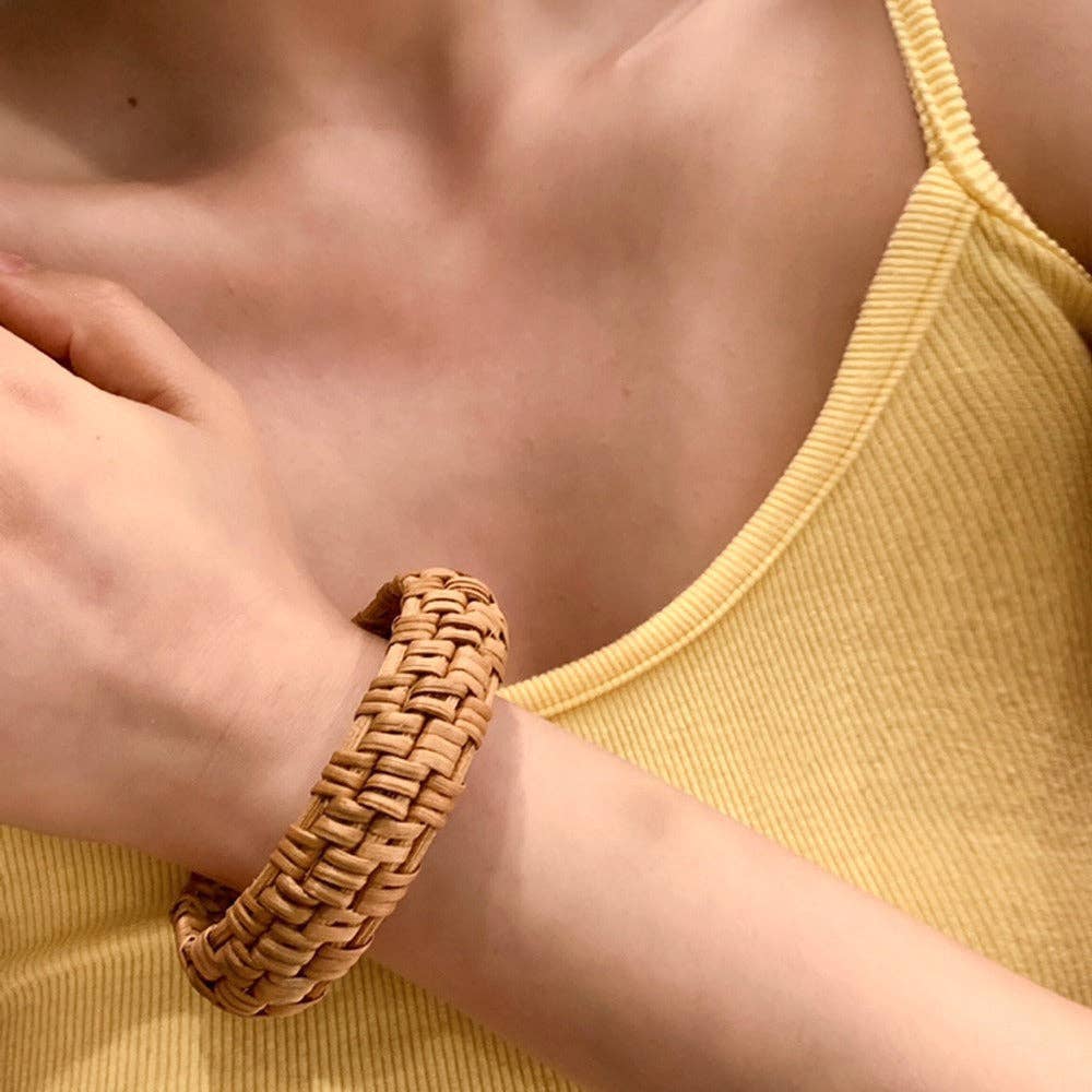 Vintage Straw Braided Round Bracelets