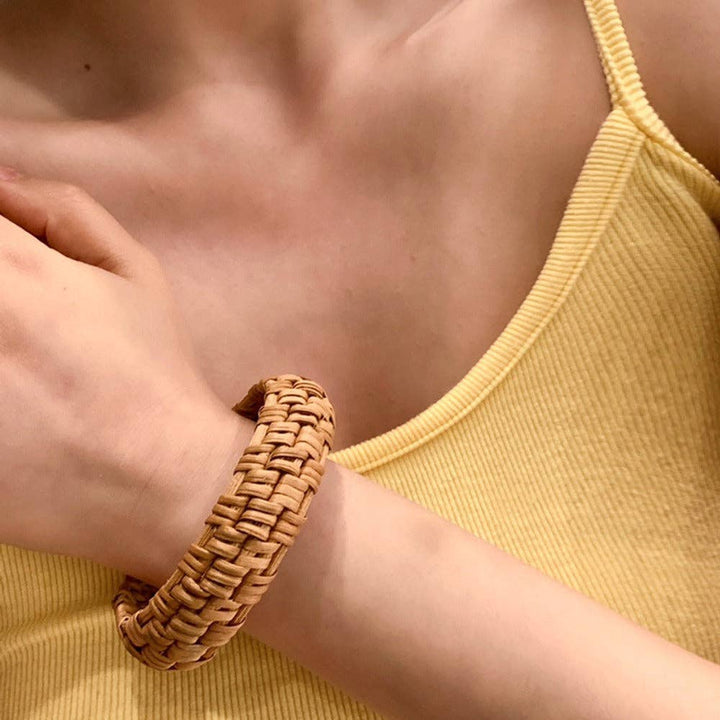 Vintage Straw Braided Round Bracelets