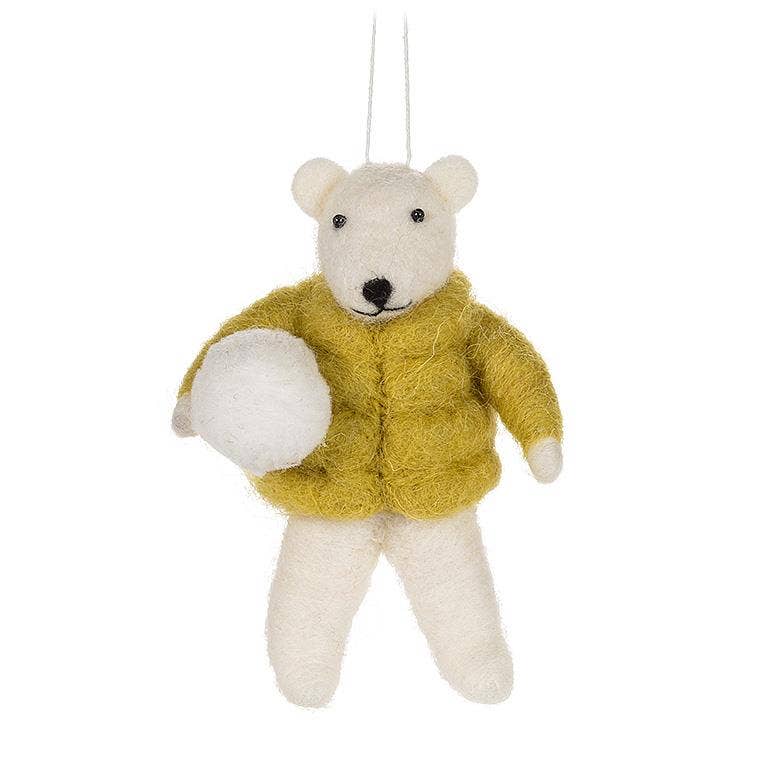 Puffy Coat Animal Ornaments-3 Assorted-5"H