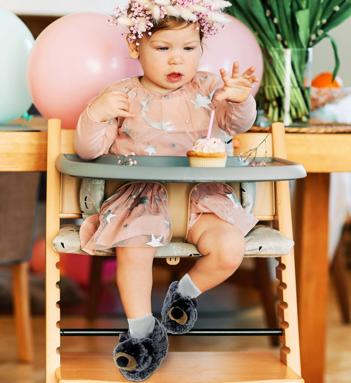 Super Soft Plush Baby Shoes - Black Bear