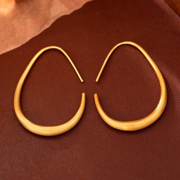 Simple C-Shape Hoop Earrings in Silver or Gold