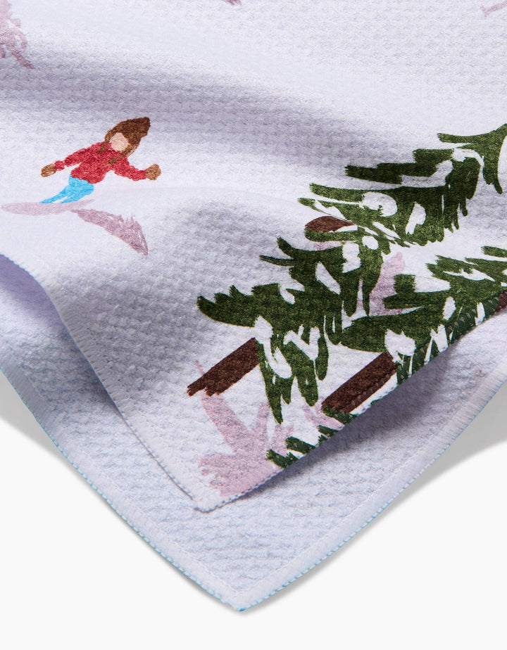 Winter Skiing Trip Tea Towel by Geometry
