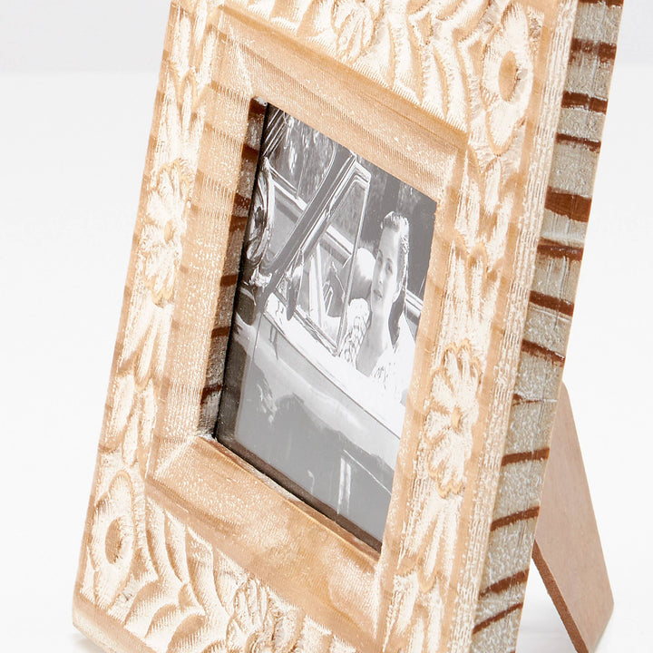 Floral Rosette Wood Photo Frame