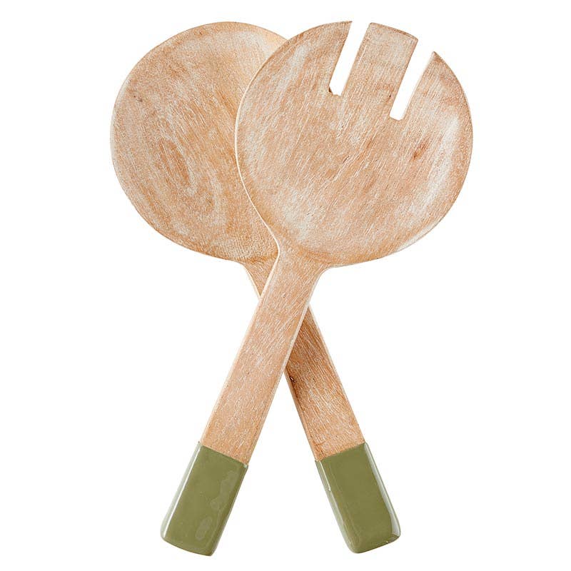 Enamel Salad Serving Set - Natural + Green