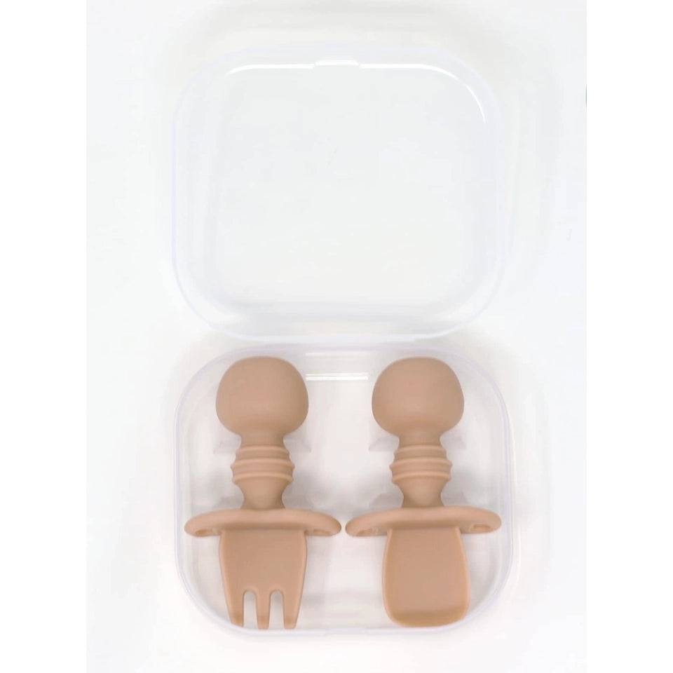 Mini Utensil Set with Travel Case in Pebble or Peach