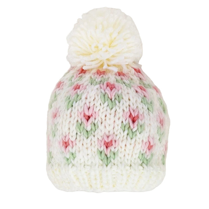 Bitty Blooms White Beanie Hat