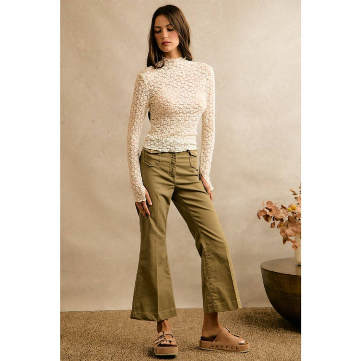 Ivory Floral Stretch Top