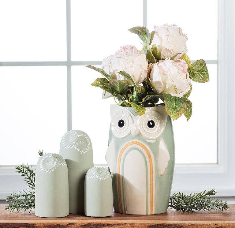 Pale Green Modern Owl - 3 Sizes
