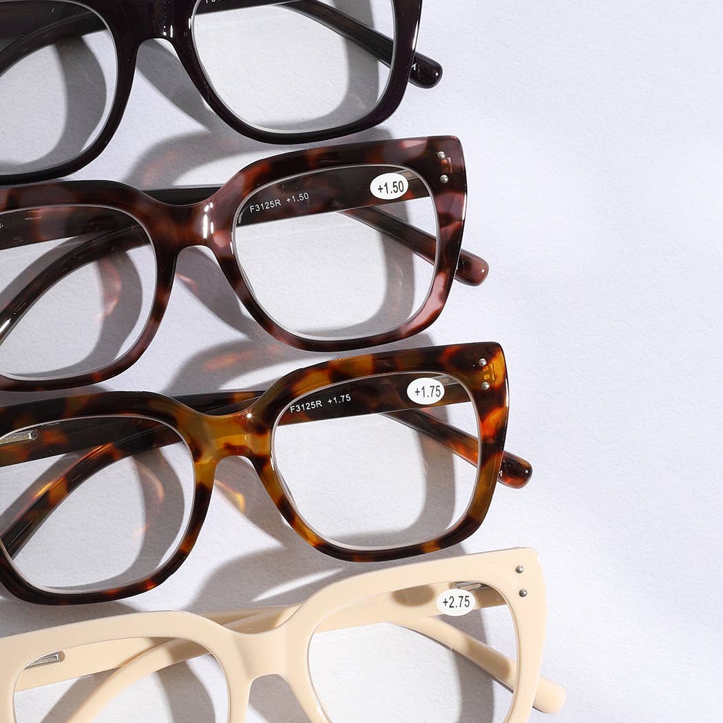 Wide Frame Glitter Edged Reading Glasses