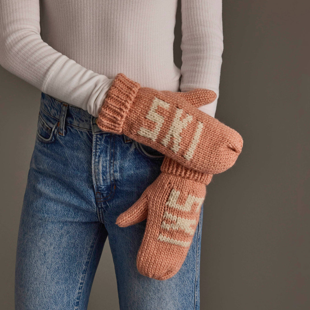 Blush & Beige Ski Mittens