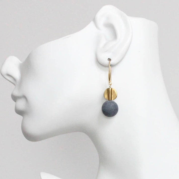 Black Agate and Brass Earrings
