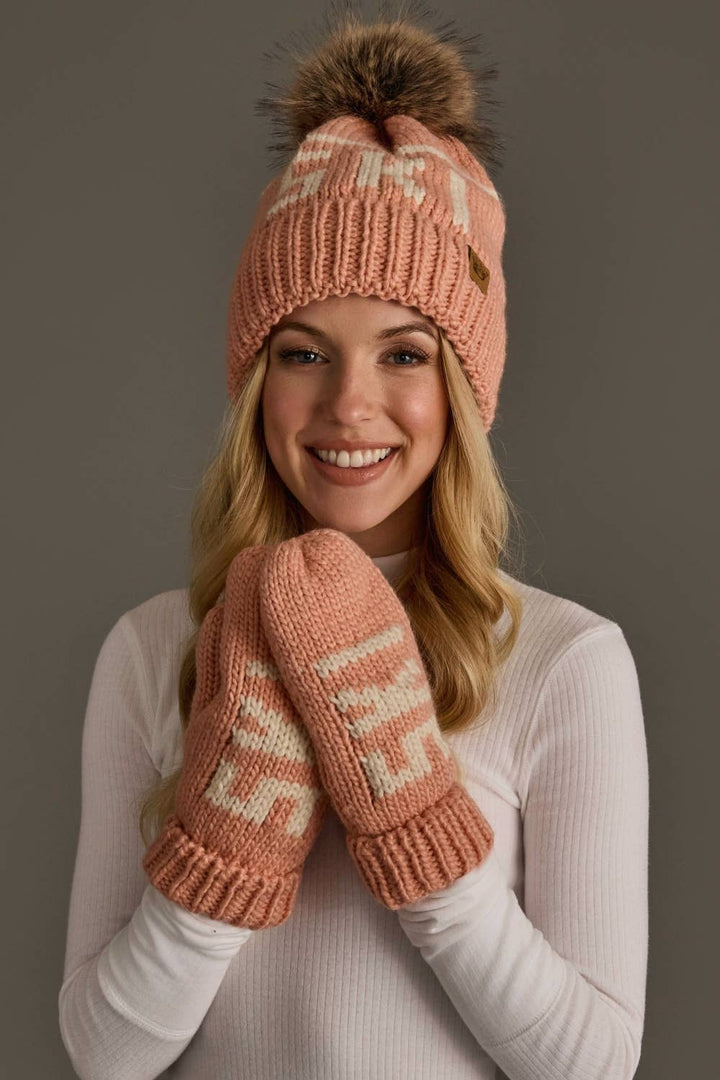 Blush & Beige Ski Mittens