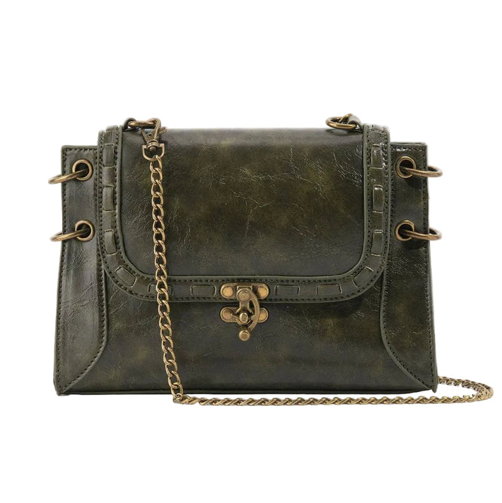 Retro Inspired Antique Green Leather Bag
