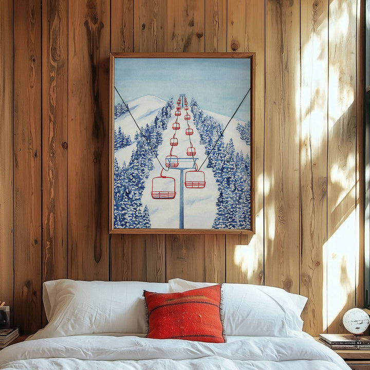 Ski Lift Watercolor Art Print