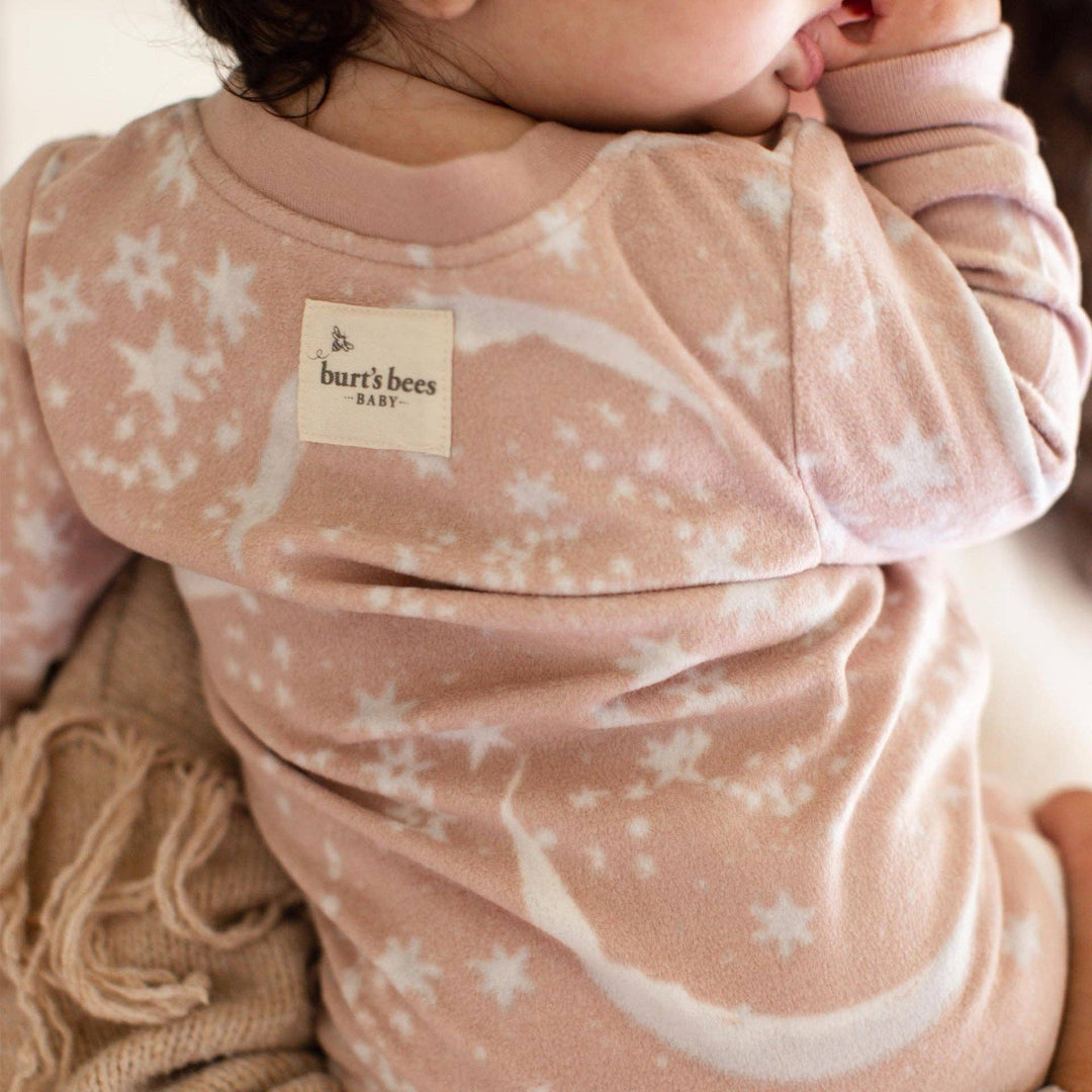 Celestial Moon Polarbee™ Fleece Pajamas in Organic Rose