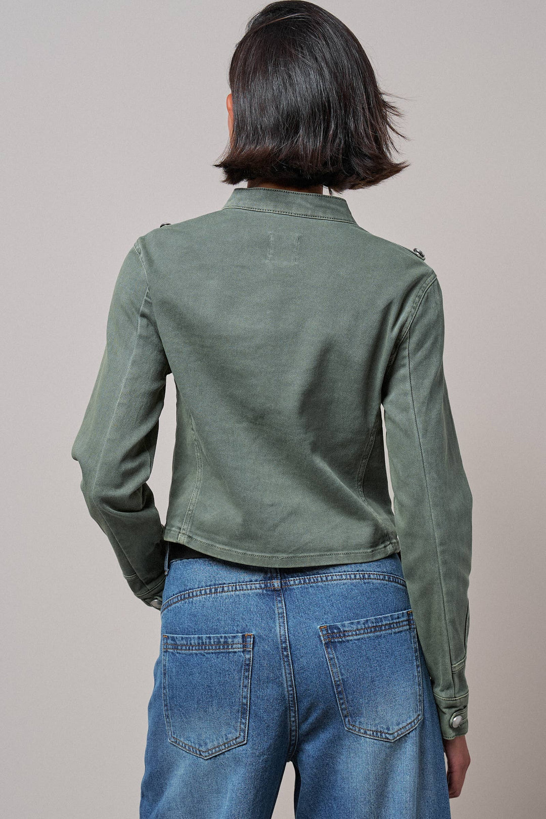 Military Double-Button Stretch Cotton Jacket