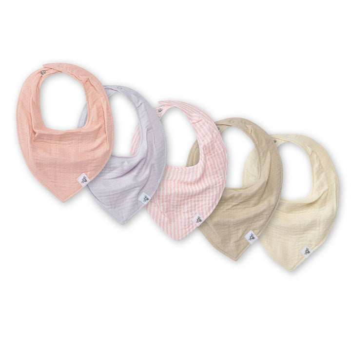 Organic Cotton Baby Bandana Bibs set of 5 Pink/Sand