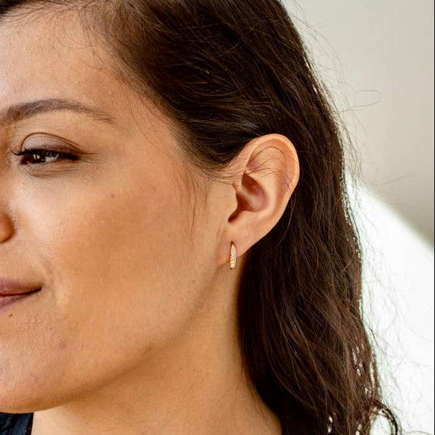 Brass CZ Huggie Earring