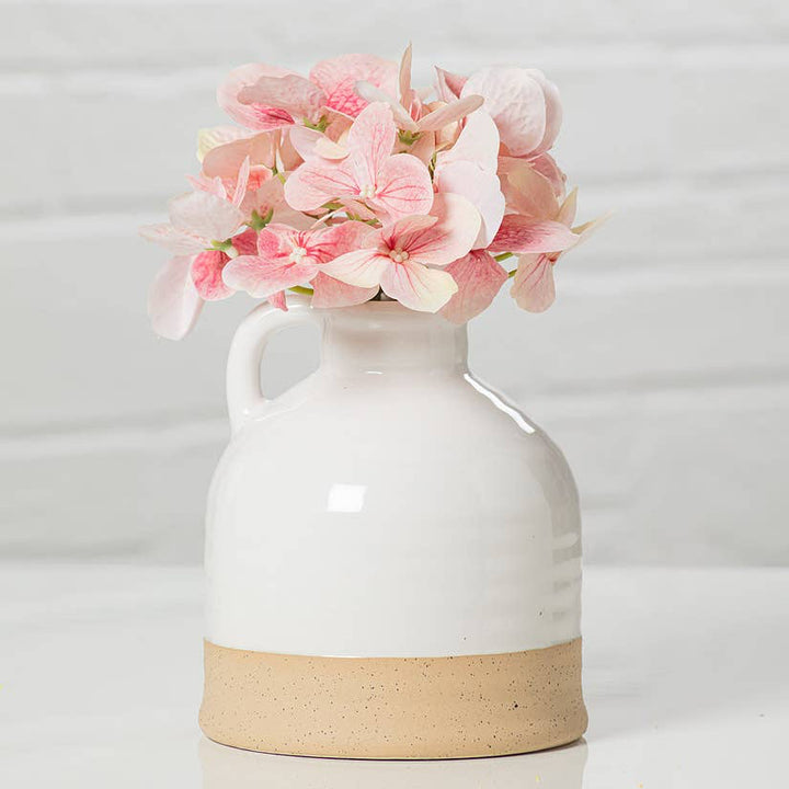 White & Natural Shiny & Matte Vase with Handle
