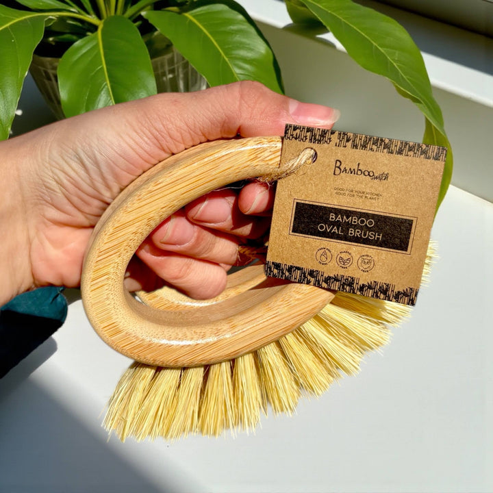 Bamboo Oval Vegetable Cleaning Brush