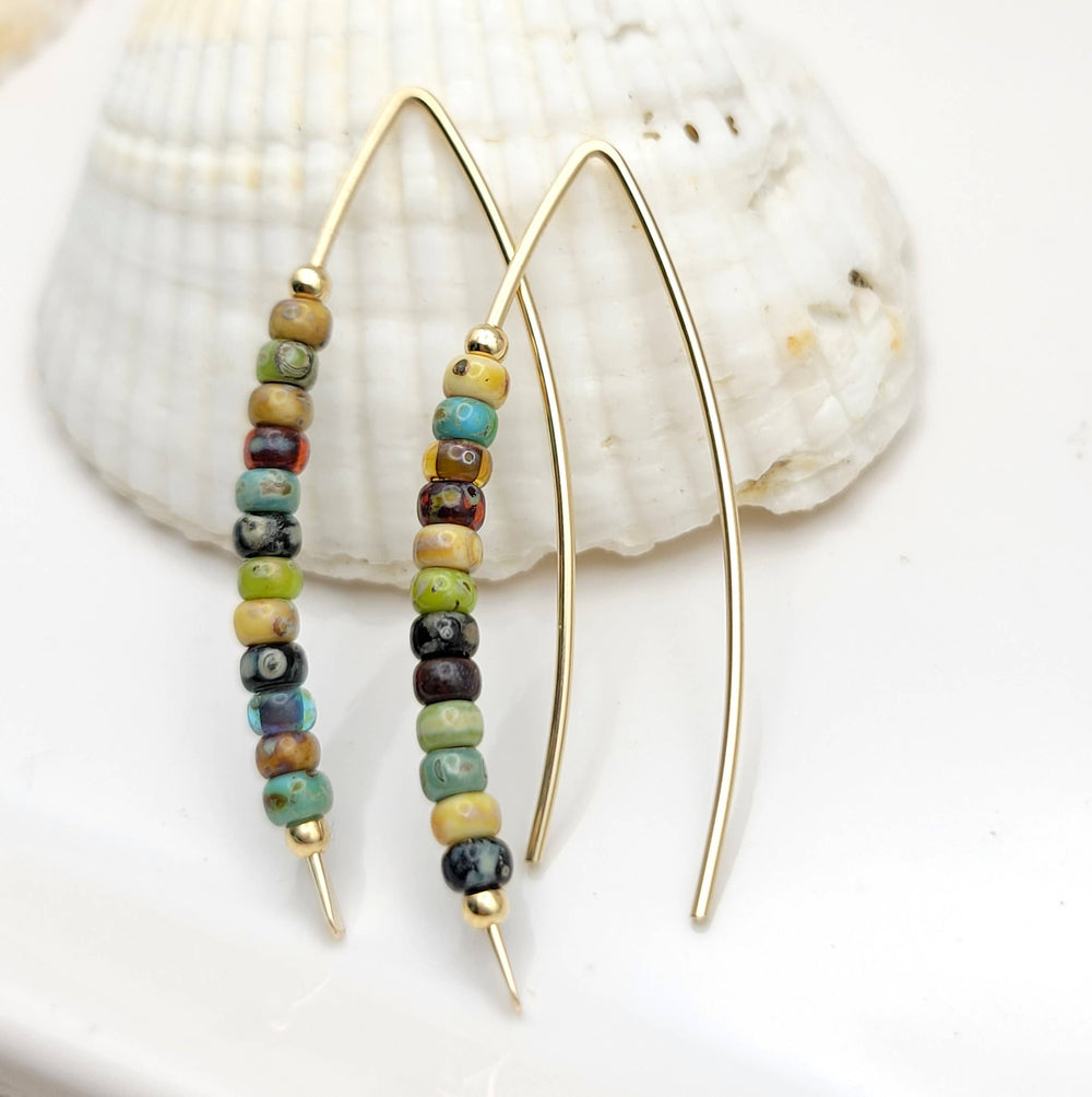 14k Gold Filled and Colorful Beaded Earrings