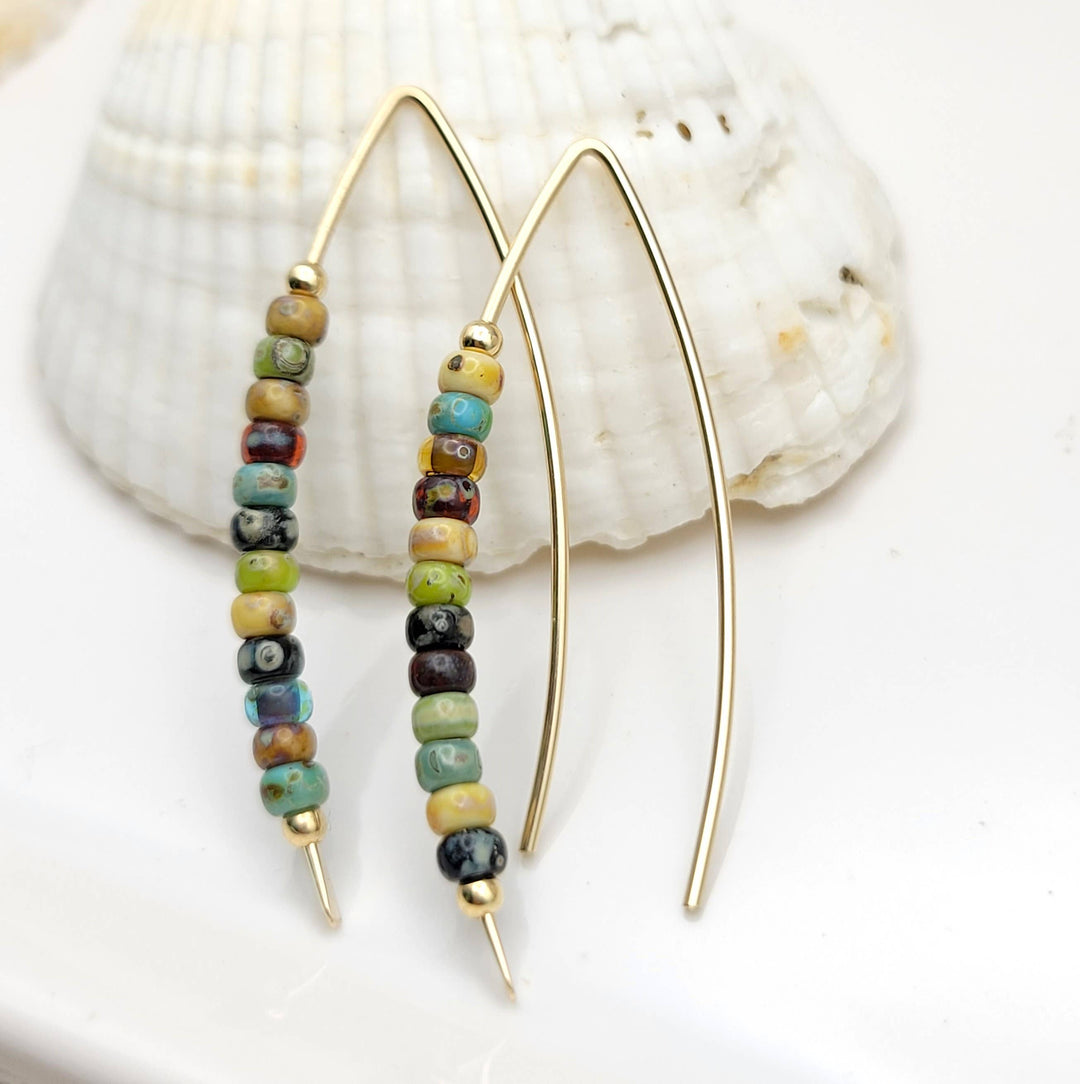 14k Gold Filled and Colorful Beaded Earrings