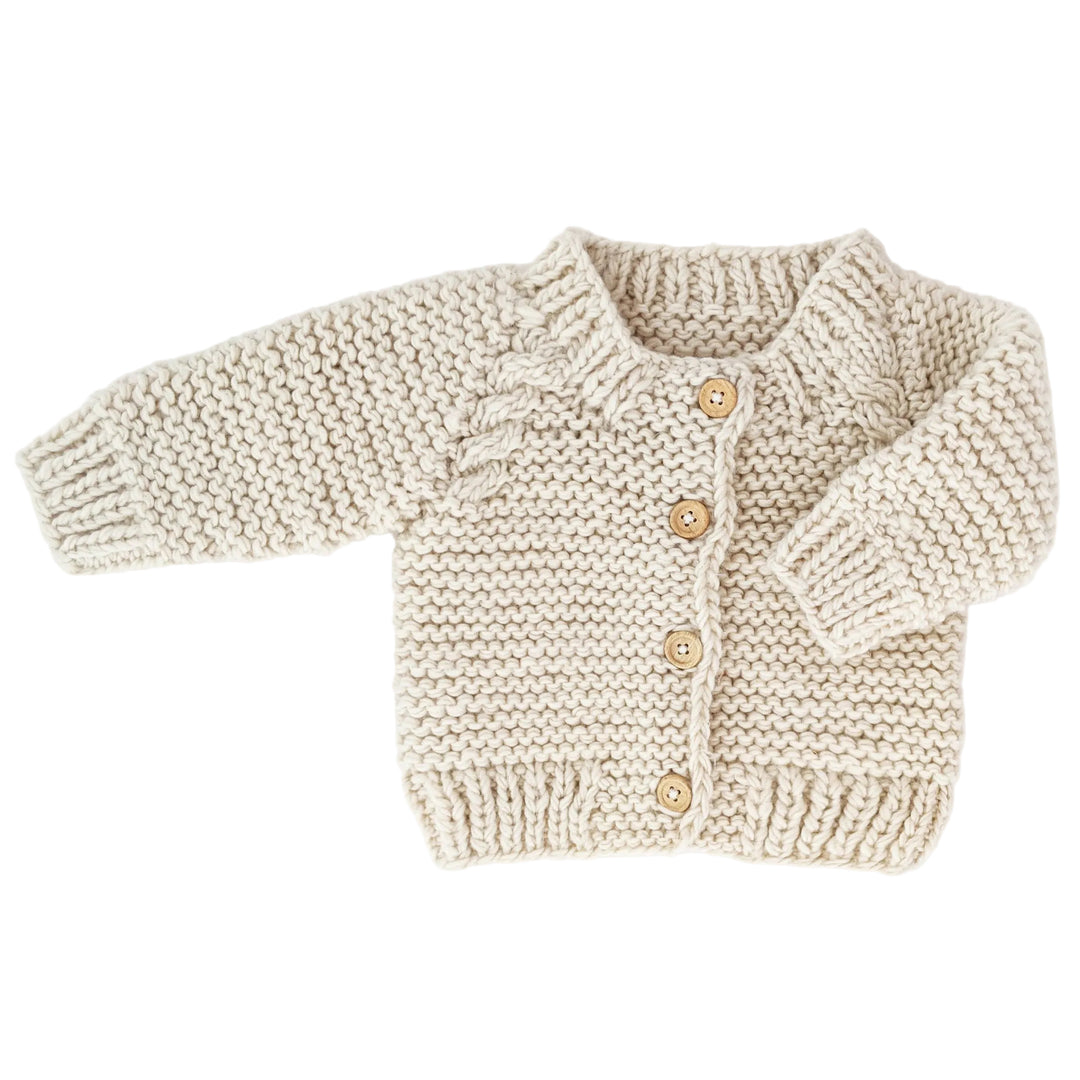 Natural Garter Stitch Cardigan Sweater