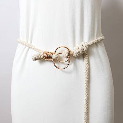 Ivory Double Circle Braided Rope Belt