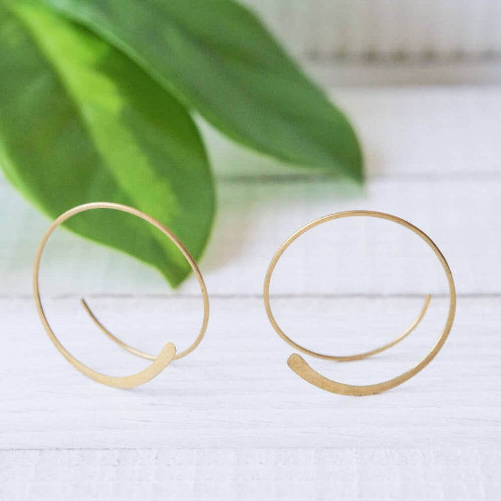 Brass Spiral Hoop Earring