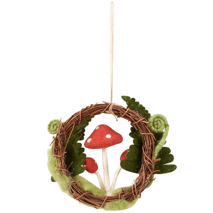 Mushroom Fern Felt Wreath