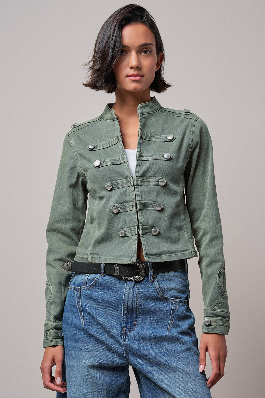 Military Double-Button Stretch Cotton Jacket