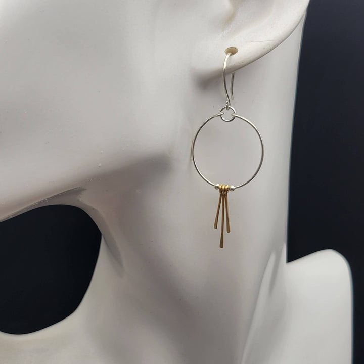 Mixed Metal Silver and Gold Fringe Hoops