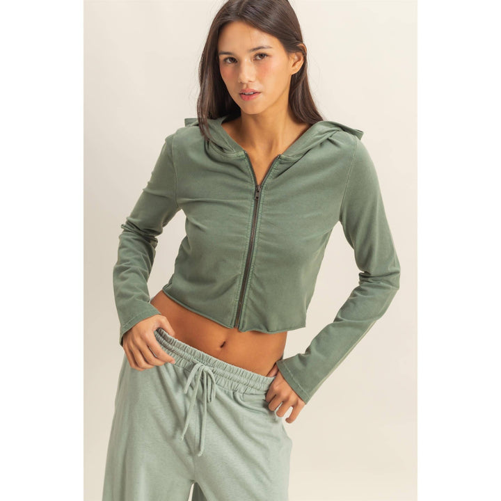 Zip Up Cropped Hoodie