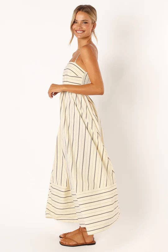 Striped Backless Spaghetti Dress