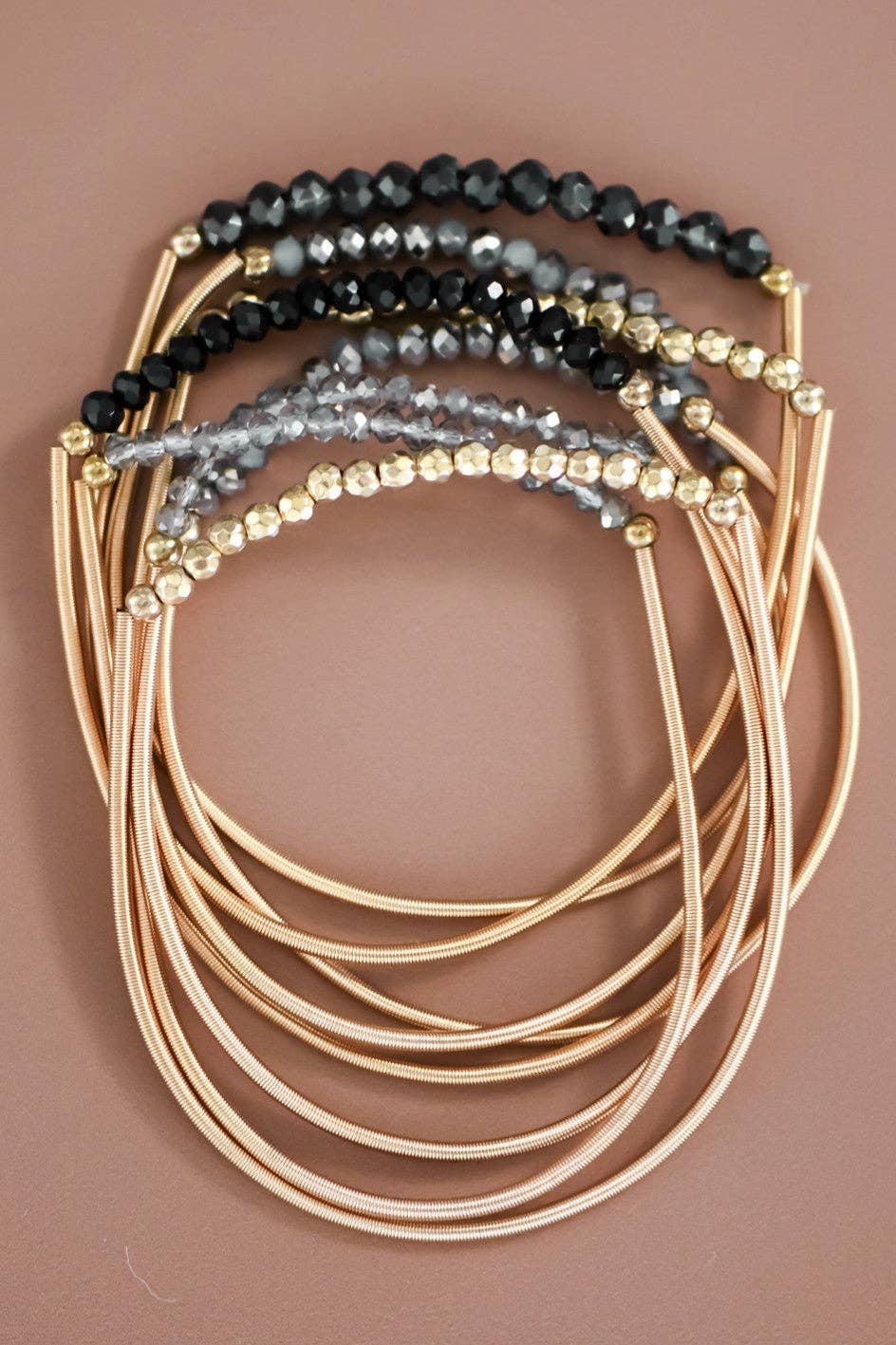 Boho Layered Spring Coil Guitar String Bracelet Set