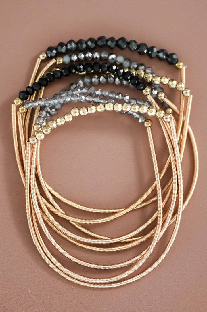 Boho Layered Spring Coil Guitar String Bracelet Set