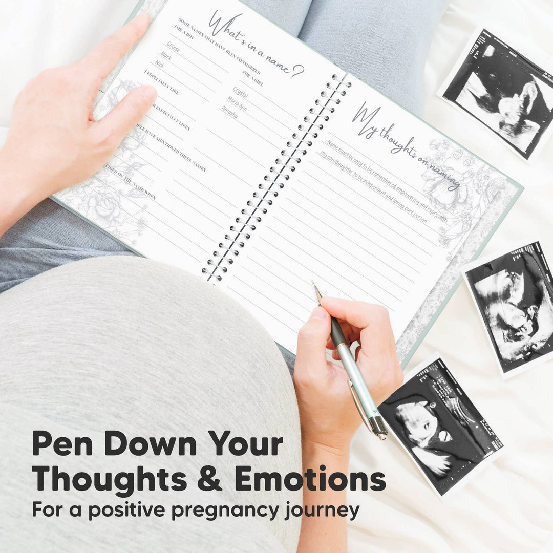 Blossom Pregnancy Journal Book for First Time Mom (Sage)