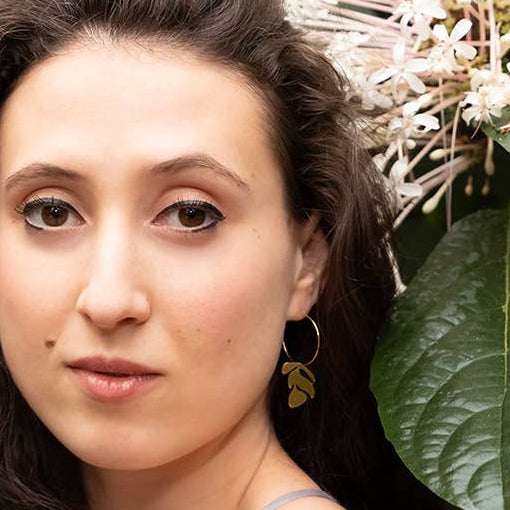 Brass Flower Hoop Earrings