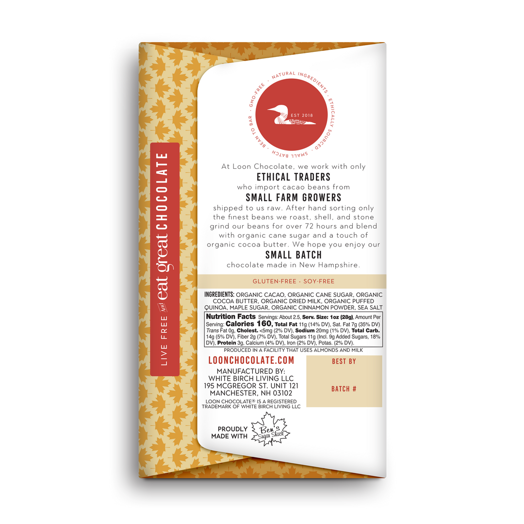Milk Chocolate Maple Crunch Bar from Loon Chocolate