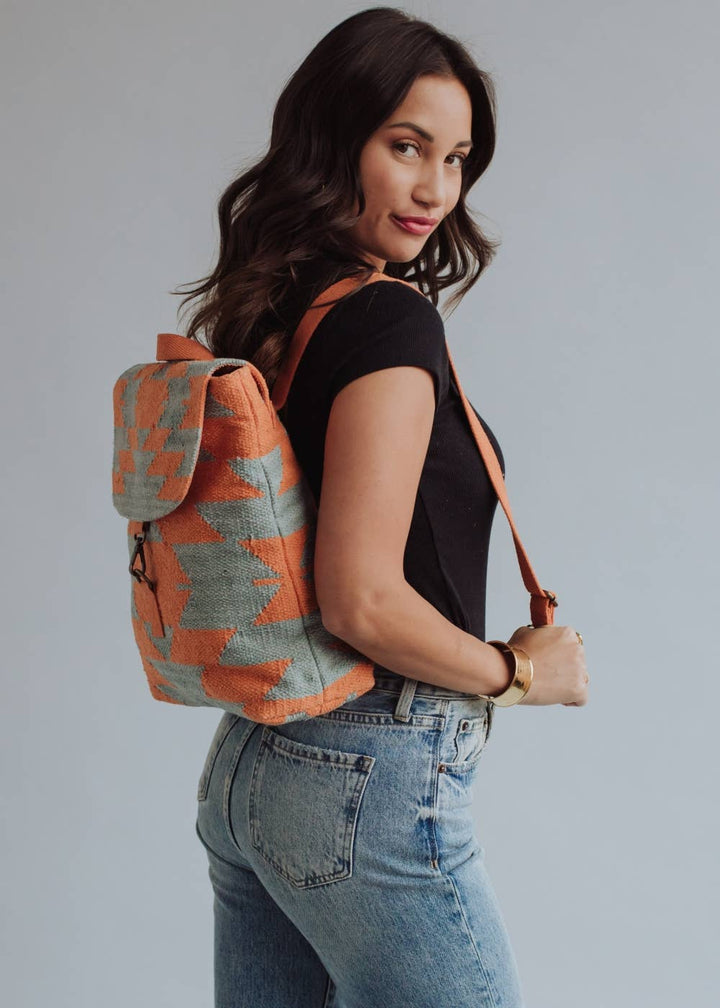 Slate & Orange Aztec Backpack
