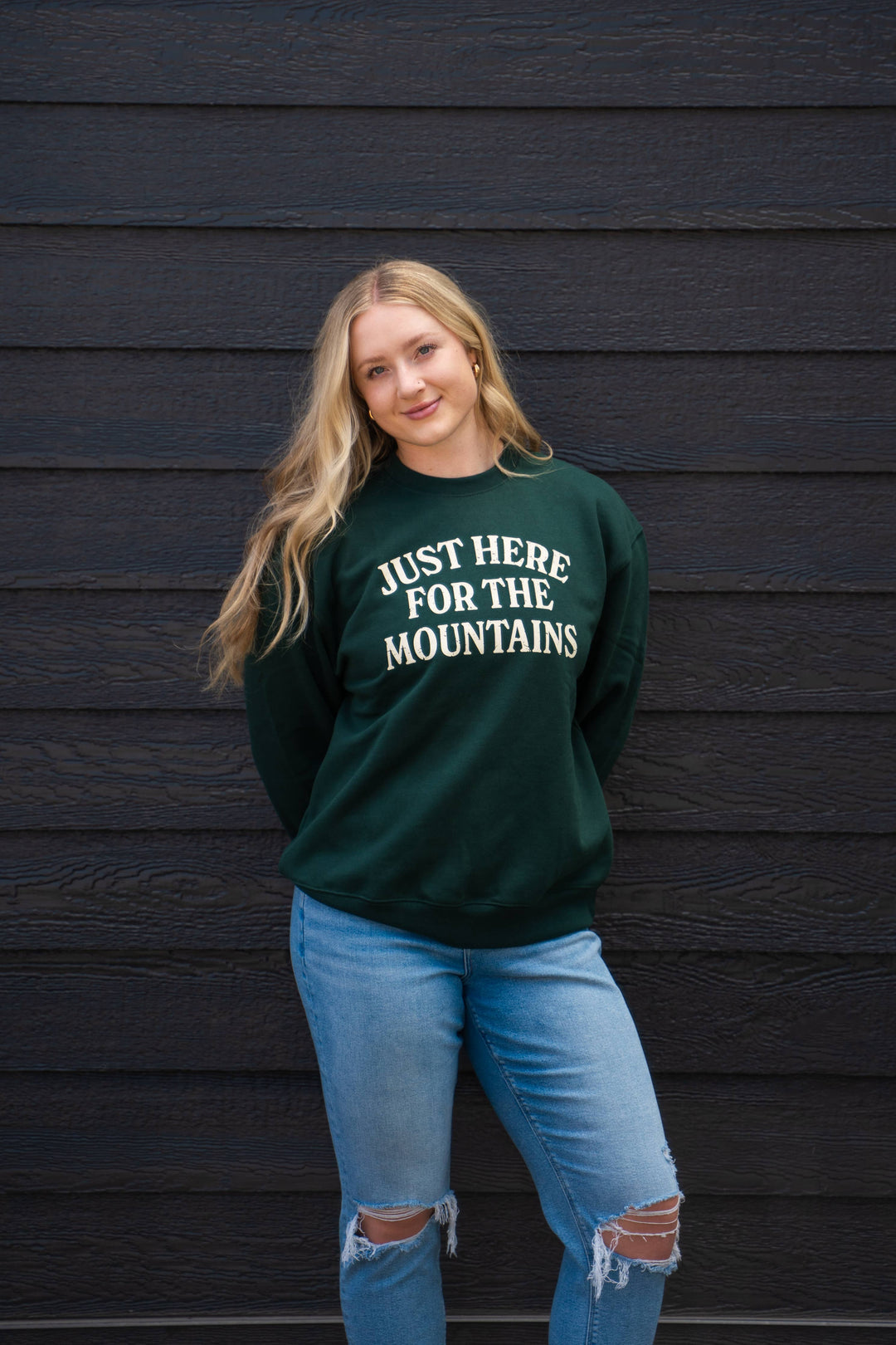 Just Here for the Mountains Unisex Pullover - Forest