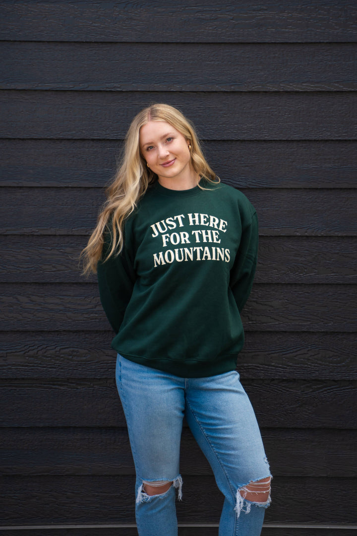 Just Here for the Mountains Unisex Pullover - Forest