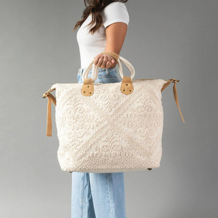 Cream Vintage Inspired Textured Tote