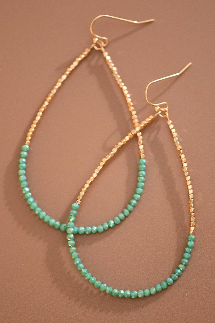 Gold Beaded Drop Earrings with Turquoise Beads