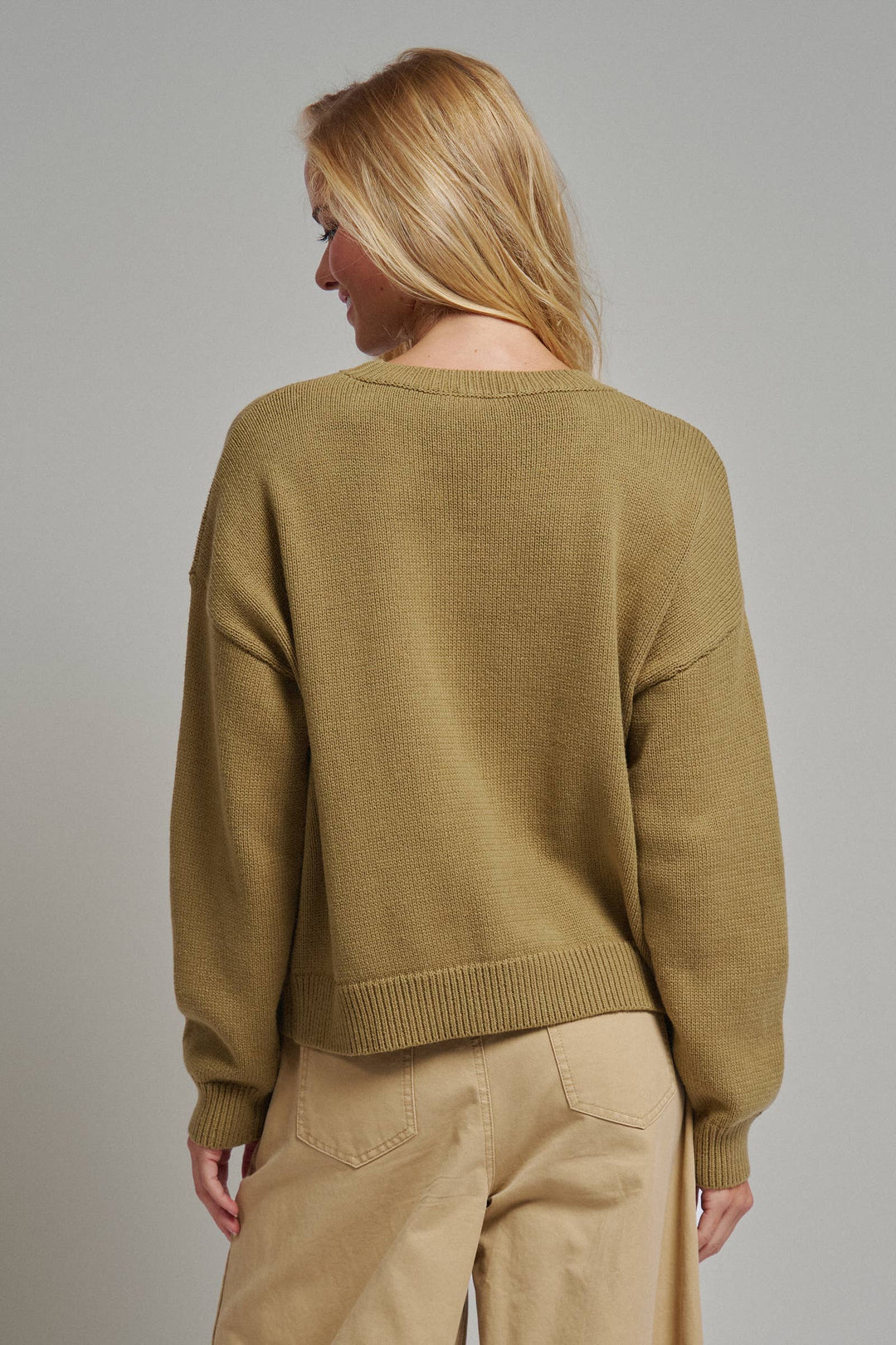 Olive Sardine Oversized Drop-Shoulder Sweater