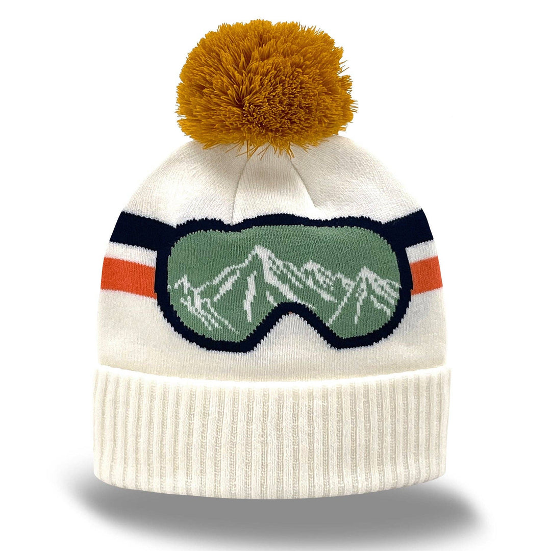 Vintage Ski Goggle Beanie with Pom Pom