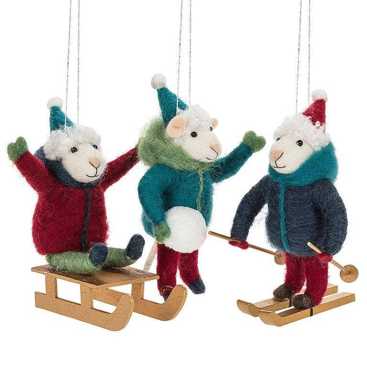 Winter Sport Mouse Ornament-3 Assorted-5.5"H