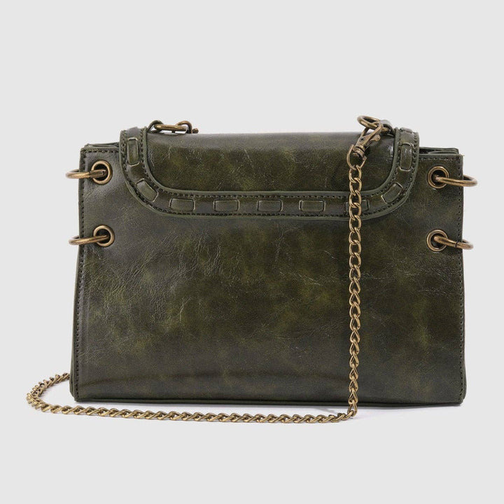 Retro Inspired Antique Green Leather Bag